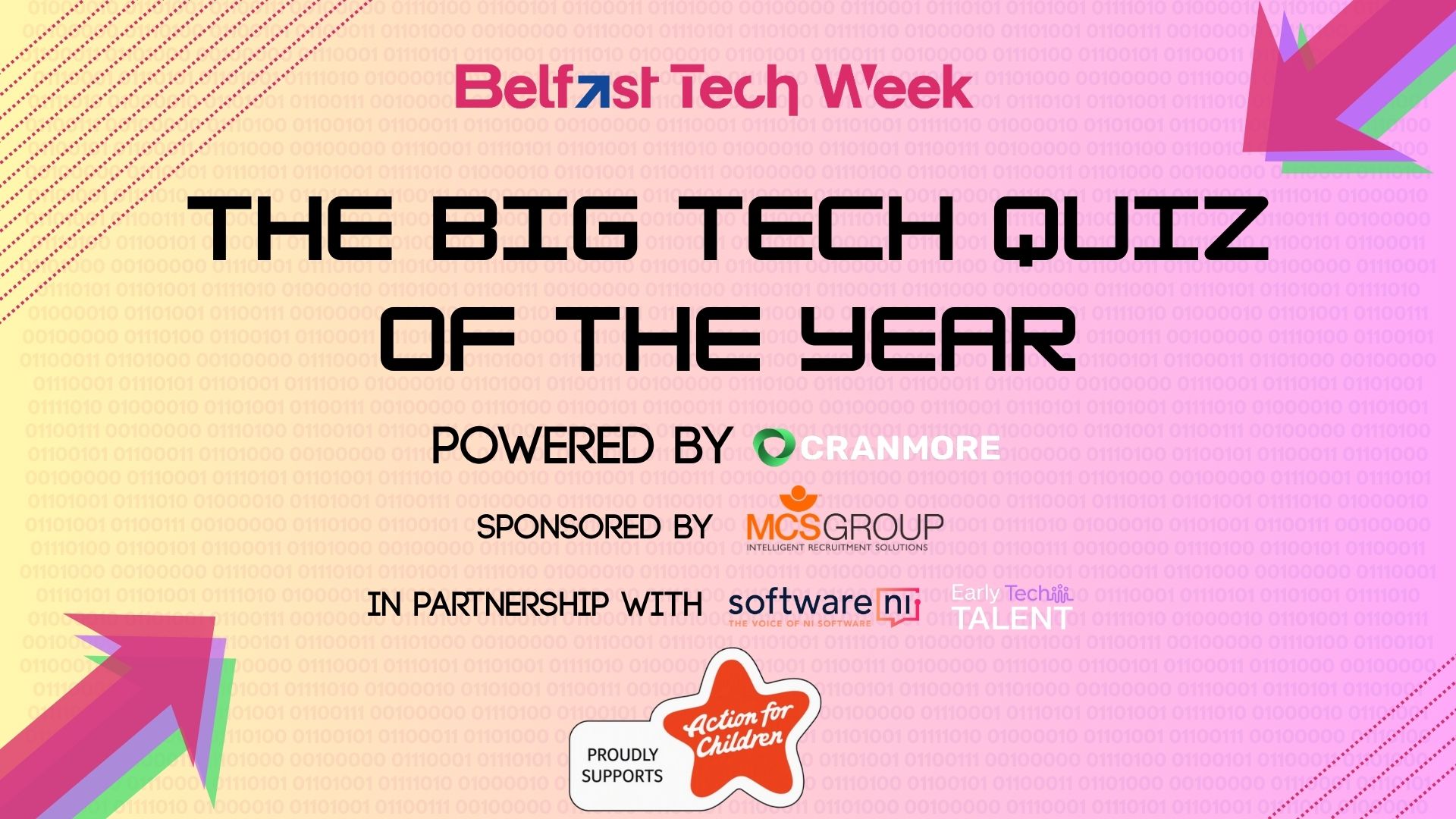 Graphic for Cranmore's Great Big Tech Quiz of the Year for Action for Children, powered by Software NI